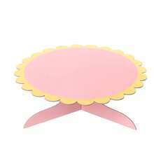1-Tier 12.7 Inch Round Cardboard Display Stand, Gold Wavy Edge, Birthday Party Decoration Display Rack, Desktop Display Stand, Home Pink Wedding Paper Display Tray Rack - Multicolor - View 18