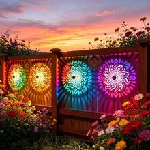 Mandala Lantern Warm Light/Colored Light/White Light, Solar Powered Outdoor Projection Wall Light, Mandala Theme LED Solar Light, Suitable For Garden, Patio And Stair Lighting, As Well As Yard, Backyard And Front Door Decoration - Warm Colors - View 10
