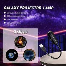 360° Rotating Galaxy Projector Lamp, 3/6/10 Starry Sky Patterns, Replaceable LED Slide, USB Powered. Romantic Atmosphere Decor For Bedroom Ceiling, Outdoor Camping, Astronomy Education, Christmas, Valentine's Day, Birthday Gift - Galaxy Projector - View 12