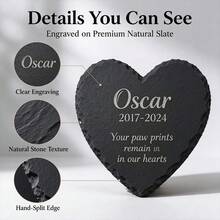 Custom Pet Memorial Slate Stone, Personalized Engraved Heart Marker For Dog Cat, Garden Remembrance Giften - Multicolor - View 3