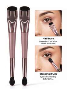 2/1pc Dual-Ended Eyeshadow Brush, Flat Blending Brush, Soft Makeup Brush, Suitable For Eyeshadow, Concealer, Cream Eye Makeup Products, Makeup Tool - Multicolor - View 9