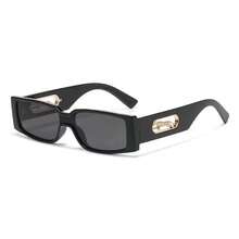 1 Pair Men's Black Small Square Frame Vintage Leopard Decor Fashion Street Style Personalized Outfit Glasses - Black - View 4
