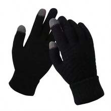 2 Pieces,Multi-Use Winter Thermal Protection Set, Balaclava Hood Mask + Touchscreen Knitted Gloves, Ideal For Ski, Run, Bike, Camping - A - View 8