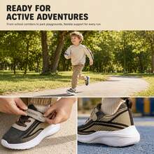 TAOSENTU Children's Sports Shoes Retro Brown Colorblock, Mesh Upper Breathable And Fresh, Anti-Sweat, Hook And Loop Closure Design, Easy To Put On And Take Off For Kids, Lightweight Soft Sole Anti-Slip And Wear-Resistant, Shock-Absorbing Comfort, Suitable For Middle And Older Children's Daily School, Running And Sports, Low-Key And Versatile Colorway, Durable For Everyday Wear - Brown - View 3