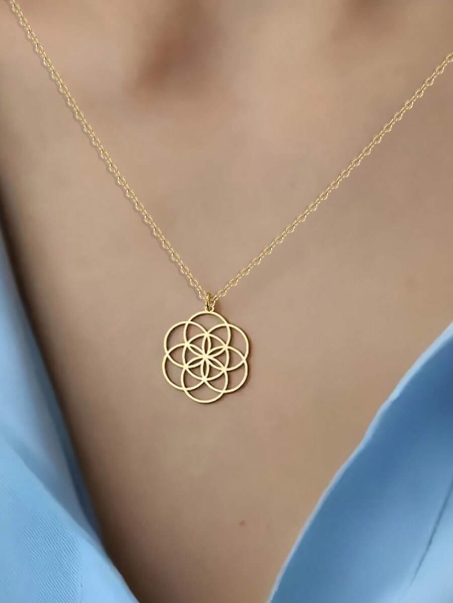 1pc Beautiful Necklace For Women Wedding Engagement Party Jewelry Valentine's Day Gift - Yellow Gold - View 1