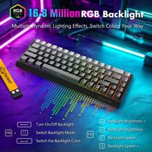 ATTACK SHARK*FREEWOLF S68 68-Key Gaming Keyboard, 60% Compact Wired Keyboard, PBT Keycaps With Side Print, Silent Membrane Switches, 16 Million Color RGB Backlight, Ergonomic Design, USB Interface Compatible With PC And Mac - View 3
