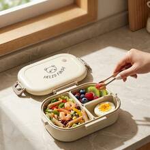 1pc/Set Removable 3-Compartment Lunch Box, 800ml Portable Plastic Divided Bento Box For Meal Prep, Dishwasher & Microwave Allowable, Heat-Resistant Sealed Fruit Salad Food Container, For Adult, Student, And Picnic,Back To School - Multicolor - View 7