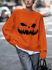 ASHKATIA Women's Plus Size Long Sleeve Sweater, Autumn/Winter Halloween Party Outfit - Multicolor - View 1