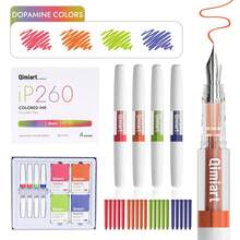 Set Languo 24 buah (4 Pena + 20 Kartrid Tinta Pengganti), Seri 5 Warna, Pena Warna-warni, Sempurna untuk Menulis Sehari-hari, Kantor, Penandatanganan Bisnis, Hadiah Liburan - Set - View 12