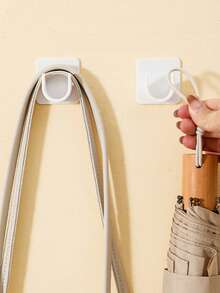 2pcs Curtain Rod Fixed Hooks Rod Clips No-Drill Door Curtain Telescopic Rod Adhesive Hooks - Multicolor - View 3