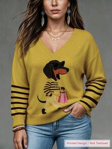 ASHKATIA Women's Sweater, Autumn And Winter Plus Size Clothing, Cute Puppy Print - Multicolor - View 6