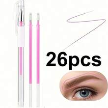 18pcs/26pcs Set Eyebrow Tattoo Pen With Refill Ink, Skin Marker Pen With Ruler, Permanent Makeup Tools - Multicolor - View 11