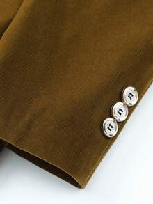 Men's Vintage Corduroy Blazer, Suitable For Light Business Office, Client Meetings, Daily Commute Wear - Khaki - View 5