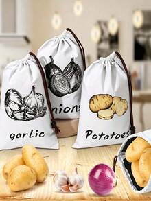 2pcs Reusable Onion Potato Garlic Vegetable Storage Bags, Vegetable Freshness Bags With Drawstring Closure Design, Keep Vegetables Fresh (Non-Food Contact) - Multicolor - View 8