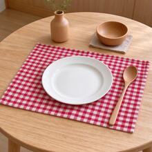 1/2/6pcs Ins Style Minimalist Sweet Red Plaid Fabric Placemats Napkins Decorative Pads For Kitchen Living Room, Suitable For Festivals And Weddings - Multicolor - View 1