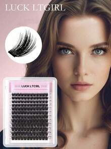 1 Box, 12 Rows, 144 Clusters New Hot-Melt Natural Slender False Eyelashes, Party Dense Masquerade - D - View 4