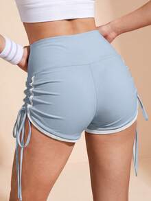 Soyun New Women's Outdoor Quick-Dry Shorts, Colorblock Design, Breathable And Comfortable, Suitable For Daily Fitness And Running - Baby Blue - View 2