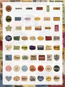 53Pcs Aesthetic Retro Positive Quote PET Stickers, Waterproof Inspirational Saying Decals, Journaling Scrapbook Sticker Set For Water Bottles Laptops Phone Cases Teens Adults - Inspirational Quotes - View 10