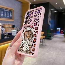 1pc Minimalist Cartoon Leopard Print TPU Shockproof Protective Phone Case, Fashionable Versatile Daily Use, Compatible With Galaxy S26/S25/S24/S23/Galaxy A17/A57/ Y17S/ A3X/ A40 And Honor 200/ Smart 8/ Hot 40i/ G22 Android Series Models - Pink - View 3