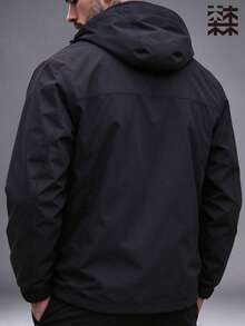 Mulinsen Men's Hooded Windbreaker Jacket, Outdoor Waterproof Hiking Coat With Multiple Zipper Pockets - Black - View 3