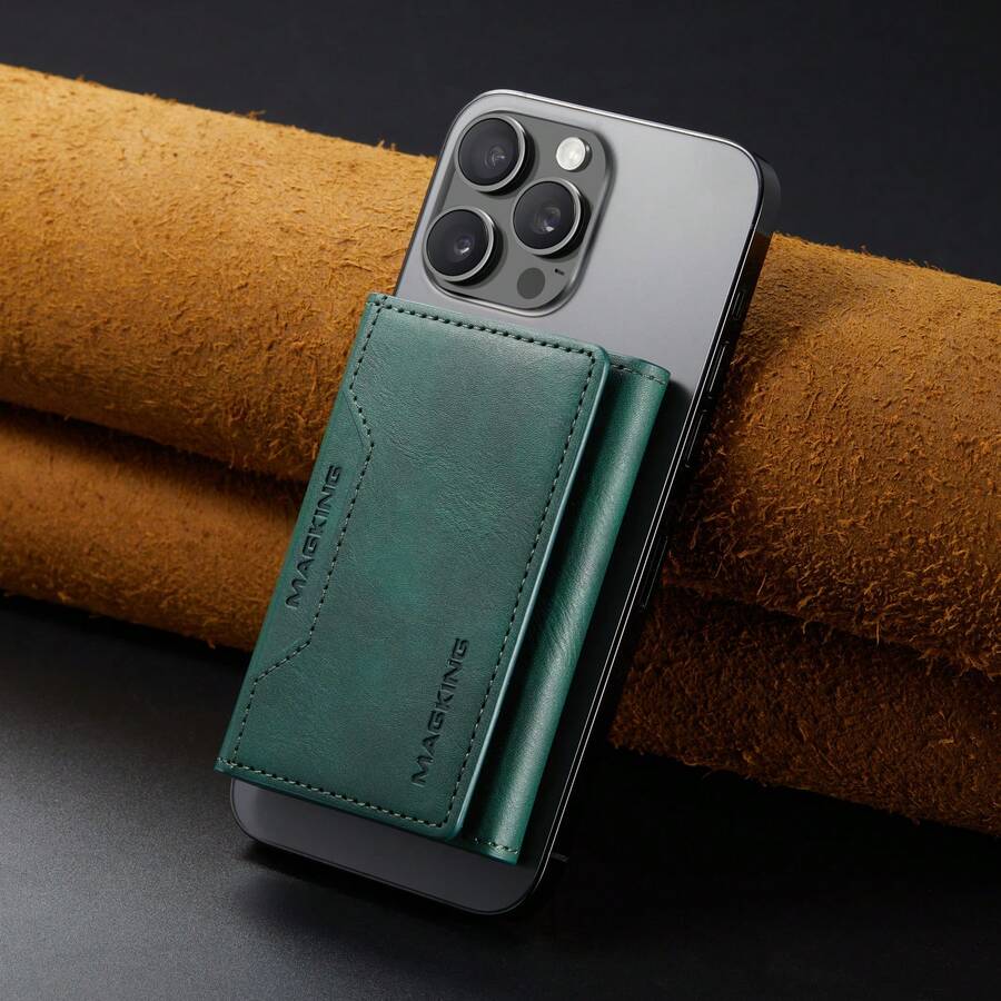 LC.IMEEKE 1pc PU Leather Magnetic Wallet Card Holder Stand MagSafe Accessory Compatible With Phone 18 17 16 15 14 13 12 Pro/Pro Max/Plus/Mini