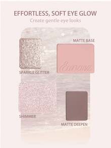 Eunarz 4-Color Matte Glitter Eyeshadow Palette, Soft Powder Texture, High Pigment, Easy To Blend, Long-Lasting Natural Daily Makeup, Makeup Gift Set - #026 GOLDENROSE - View 7