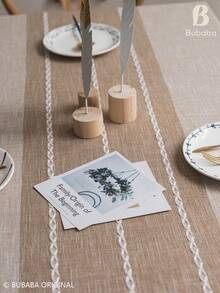 Bubaba Bohemian Farmhouse Style Beige Rectangular Tablecloth, White Embroidered Stripes With Tassel Trim, Linen-Textured Cotton Polyester Blend Tablecloth, Rustic Vintage Restaurant Decor, Suitable For Kitchen, Dining Room, Daily Use And Holiday Gatherings - Multicolor - View 8