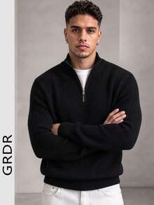 GRDR Men's Casual Long Sleeve Knit Sweater, Autumn/Winter - Black - View 3