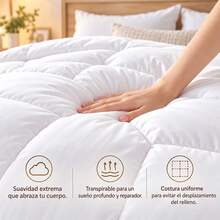 White Polyester Quilted Comforter With Square Pattern, Soft Breathable Duvet Insert, Available In 160x220cm, 180x220cm, 220x220cm And 220x240cm - White - View 7