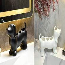 2/1pc Cute Minimalist Dachshund Shaped Bathroom Toothbrush Holder, Multi-Compartment Bathroom Countertop Storage Rack, Multi-Functional Sink Organizer For Electric Toothbrush, Toothpaste, Makeup Brushes - Multicolor - View 16