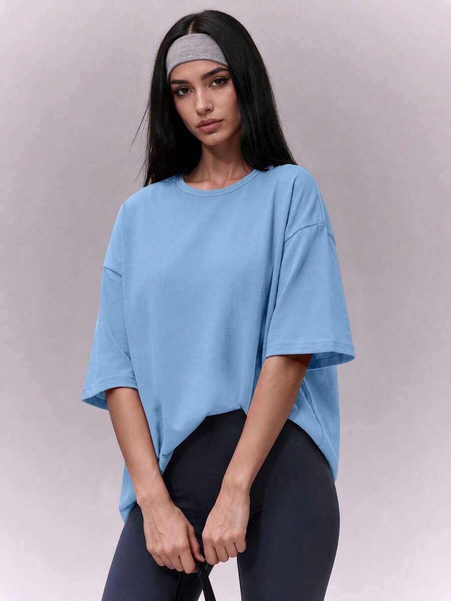 Speed mate Women's Casual Loose Round Neck Short Sleeve Basic T-Shirt, Sports Top, Spring/Summer