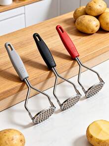 2pcs Heavy Duty Potato Masher, Commercial And Home Use, Non-Slip Handle, Stainless Steel Material, Easy To Clean, Suitable For Potatoes, Vegetables And Fruits, Perfect For Home Cooking Enthusiasts And Professional Chefs. Vegetable Masher/Puree Tool, Essential Kitchen Utensil, Ergonomic Handle, Durable Kitchen Appliance, Home Decor, Christmas Home Decor, Kitchen Gadget, Kitchen Utensil, Ramadan, Kitchen Supplies, Home Accessories, Kitchen Storage, Camping Essentials, Kitchen Must-Haves, Kitchen Decor And Accessories, Home Essentials - Multicolor - View 2