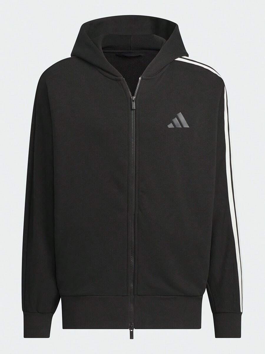 Adidas Men's Classic Striped Comfortable Sports Casual Loose Hooded Jacket Spring/Autumn JL6077 - Black - View 1