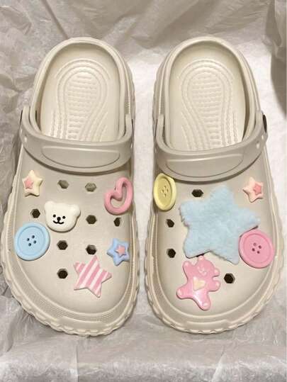 Summer New Fashion INS Versatile Thick Sole Perforated Shoes Breathable Comfortable Soft Bottom Wear-Resistant Beach Sandals Garden Shoes Women's Shoes