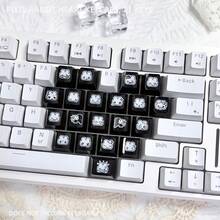 Pixel Rabbit Heart Keycaps 21 Keys DIY Cute Transparent Light-Transmitting PC Material Original Height Compatible With Mechanical Keyboards - View 8