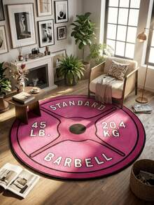 1pc Fashionable Pink Dumbbell Plate Design Carpet, Soft Comfortable Durable Non-Slip Washable Rug, Bedroom Living Room Study Dining Room Gym Fitness Room Carpet, Gift For Friends, Great Furniture Decor, Room Decoration - Multicolor - View 4