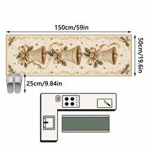 1PC Beige Gold Bell Pattern Runner Rug, European Vintage Luxury Cozy Elegant Faux Cashmere Rectangular Machine Washable Long Strip Carpet, Suitable For Christmas/Kitchen Hallway Corridor Bedside Mat/Winter Holiday Decoration, Christmas Home Decor - Multicolor - View 12