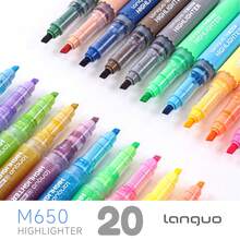 Languo 20 Colors/5 Colors Glitter Highlighter Pens, Fluorescent Pens, Oblique Drawing Pens, Suitable For Painting, Doodling, Journaling And Highlighting - Set - View 6