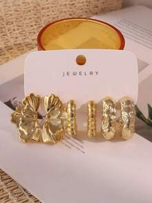 6-18pcs Women's Multi-Element Fashion Earrings Set, Stylish And Elegant, Suitable For All-Year Wear - Gold - View 6
