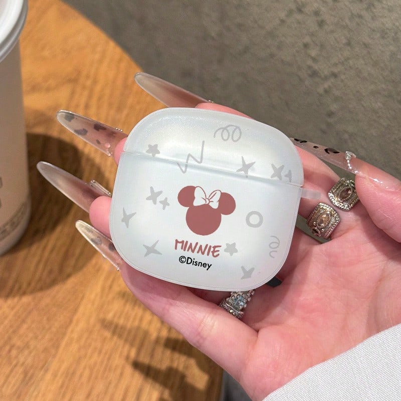 Miniso Disney Cartoon Mickey Minnie Minimalist Couple Bluetooth Earphone Protective Case Compatible With AirPods 1/2/3/4/5/AirPods Pro/Pro 2 Earphone Case - White - View 1