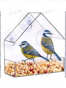 1pc Transparent Window Hanging Bird Feeder With Suction Cup, Suitable For Garden, Outdoor, Backyard Wildlife Bird Watching, Acrylic Plastic Material - one-size - View 5
