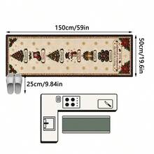 1件裝米色底聖誕襪樹雪人圖案長條地毯，美式復古舒適經典節日仿羊毛長方形可機洗地毯，適用於聖誕節/廚房走廊玄關床邊墊/冬季節日裝飾墊，聖誕家居裝飾 - 彩色 - 查看 12