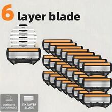 Compatible With Fusion Handle, Men's Manual Razor Replacement Blades, 6-Layer Stainless Steel Shaver Blade, Classic Daily Use Grooming Tool For Men - Multicolor - View 2