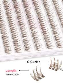 120 Clusters Brown Self-Adhesive False Eyelashes, Korean Style No Glue Needed, Soft & Fine Fluffy Texture, Delicate Curved Tips, Lightweight DIY False Eyelashes, Suitable For Daily Makeup, Office, Coffee Date, Travel & Photography - C - View 3