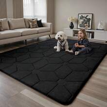 EDIMENS Rugs Living Room 160x230cm, Decorative 3D Carved Area Rugs For Bedroom, Extra Large Rugs For Living Room, Machine Washable Rug Anti Slip Bedroom Rug Carpets For Bedside, Home Decor, Dorm - Black - View 3