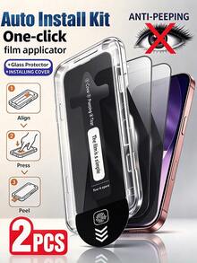 MSRI 2 قطعة واقي شاشة زجاجي مقسى خالي من الغبار، إزالة الغبار بنقرة واحدة لوداع دخول الغبار، مقاوم للخدش 9H ومقاوم للانفجار، شفافية عالية واستعادة اللون الأصلي لمظهر الشاشة العارية، تثبيت آمن بدون رفع الحواف، تغطية كاملة متوافقة مع أغطية هواتف مختلفة، يناسب موديلات Duo/18Pro Max/18 Pro/18/17e/17 Pro Max/17 Pro/17/16 Pro Max/16 Pro/16 Plus/16/15 Pro Max/15/14/13 - الأسود - مشاهدة 9