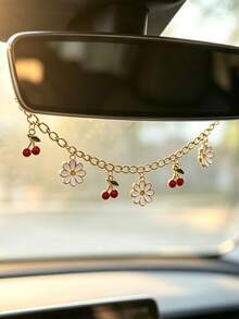 1pc Fruit Charm Rearview Mirror Hanging Ornament, Strawberry Watermelon Pineapple Cherry Pendant, Car Accessories - A - View 9