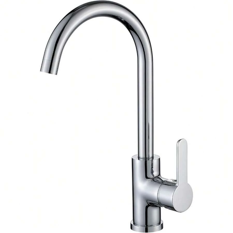 Kitchen Sink Mixer Taps Swivel Spout Single Lever Tap Mono  Faucet Modern - Silver - View 1