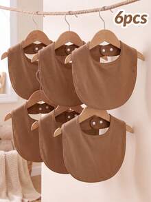 momscare 6pcs Baby Bibs Solid Color Series Minimalist Style Multi-Purpose Use Soft Comfortable Fabric Suitable For 0-3 Years Old Infants - Multicolor - View 14