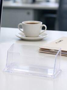 1pc High Transparency Acrylic Business Card Holder, Desktop Business Card Display Stand, Business Front Desk Card Storage Display Rack, Office Card Storage Box, Single Slot Card Holder, Office Desktop Card Display Box, Desktop Decor - Multi-color Style - View 6